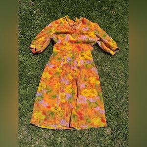 60s Vintage Floral Chiffon Dress