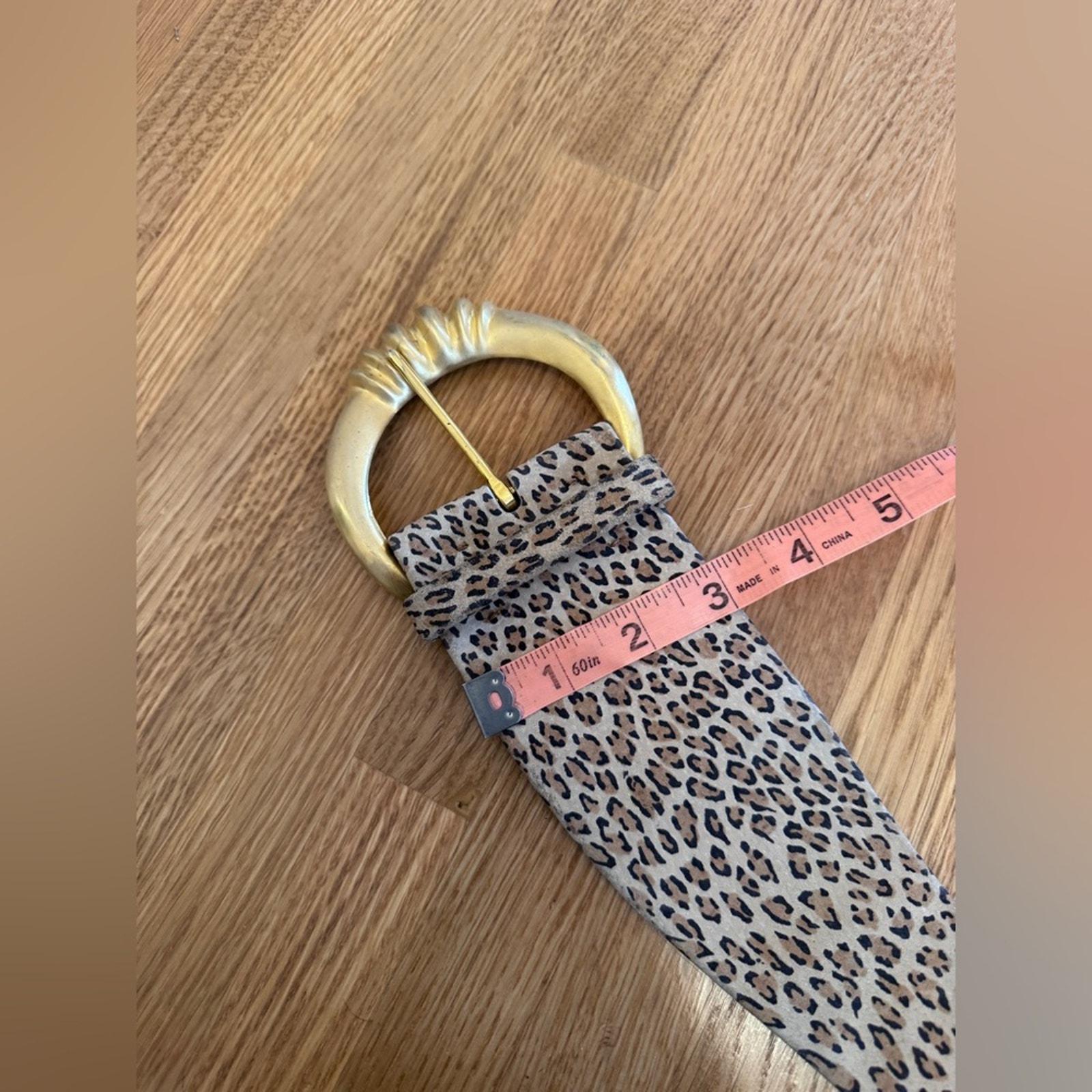 80s Vintage Oversized Leopard Print Belt with Gold Buckle Vintage 1980s LEOPARD Print & GOLD X Belt - Etsy main image 2