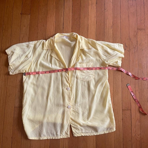 40s Vintage Yellow Silk Two Piece Pajama Set - image 9