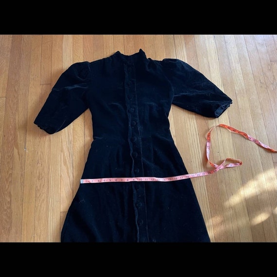 30s Vintage Black Velvet Dress - image 5