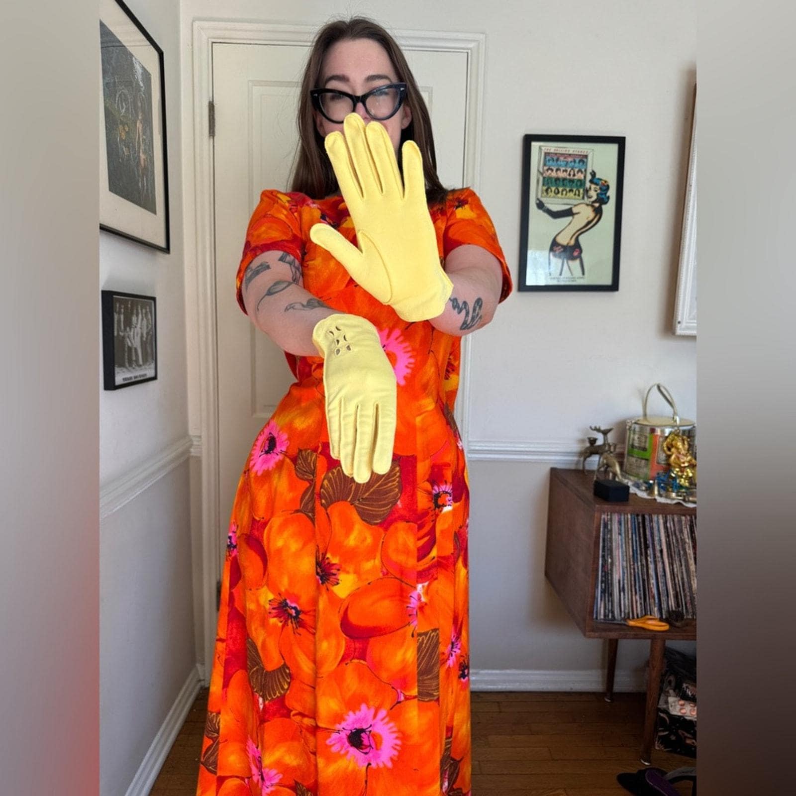 50s-60s Vintage Yellow Short Gloves - Etsy