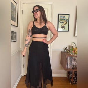 60s Vintage Hollywood Vasserette Black Low Back Bullet Bra Sz 32C