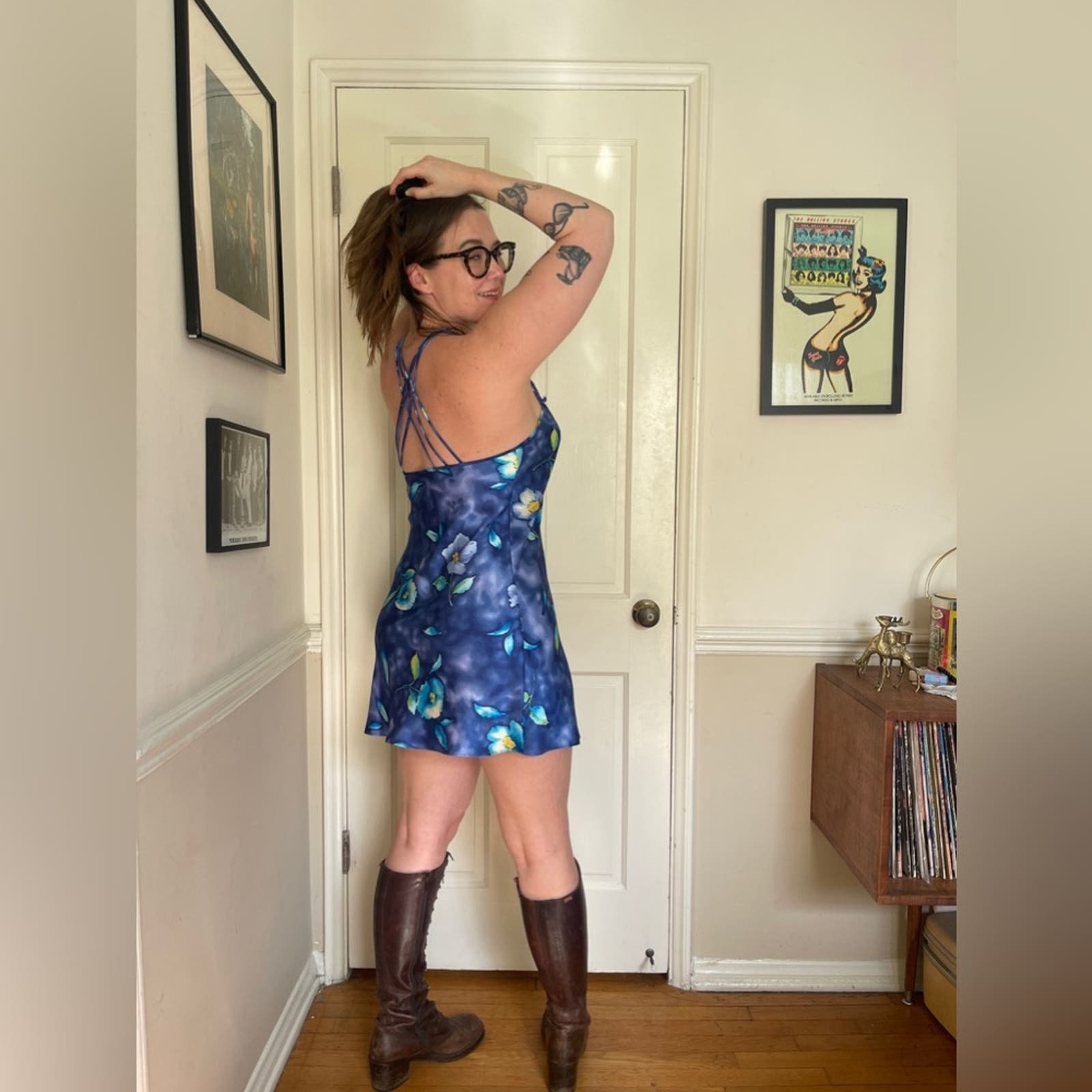 90s Vintage Satin Floral Mini Dress 90s Vintage Satin Floral Mini Dress