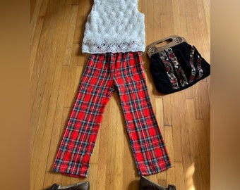 Late 60s 70s Vintage Red Plaid Pants