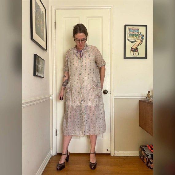 50s Vintage Sheer Short Sleeved Robe Dressing Gown. Etsy