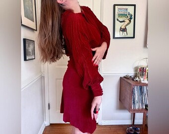 30 Vintage Red Silk Velvet Gown