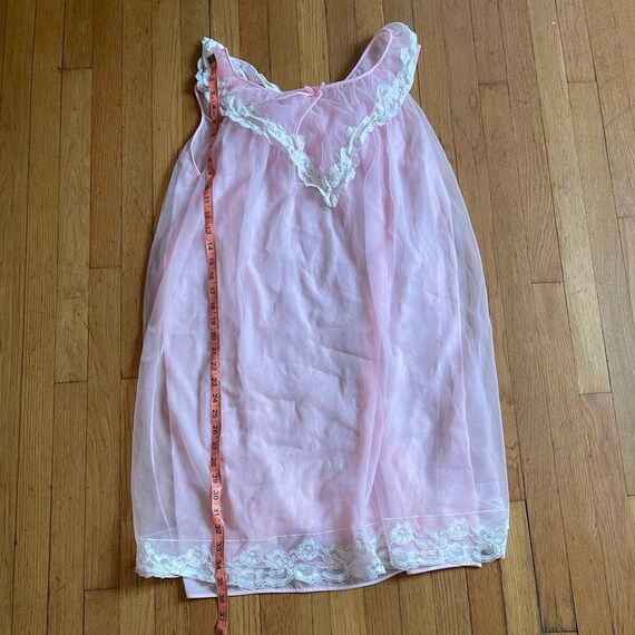 60s Vintage Nylon Peignoir Baby Pink Baby doll an… - image 5