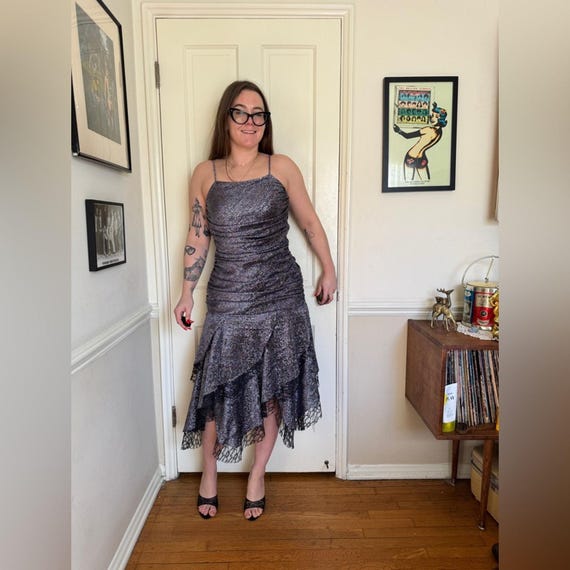 80s Vintage Deadstock NWT Silver Dress w Asymmetrical Hem 80s Vintage Deadstock NWT Silver Dress w Asymmetrical Hem