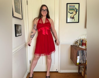 Y2K vintage rode babydolljurk