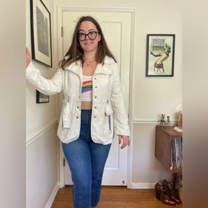 70s Vintage White Belted Jacket