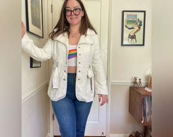 70s Vintage White Belted Jacket