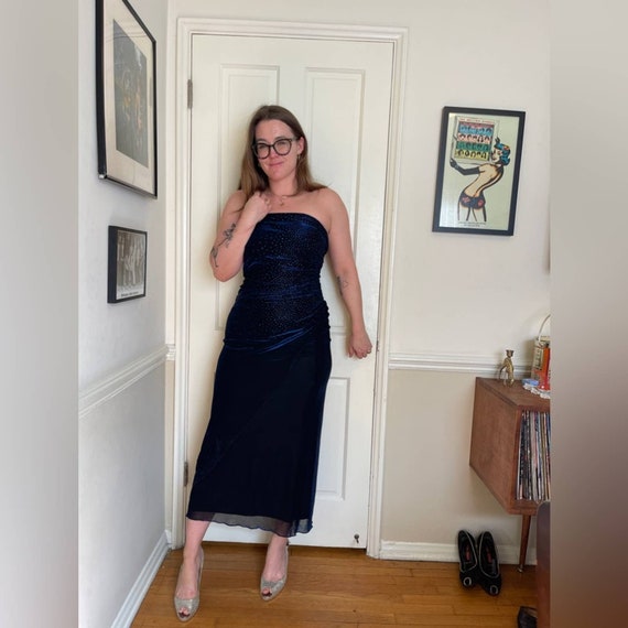 Blue tube top dress sale