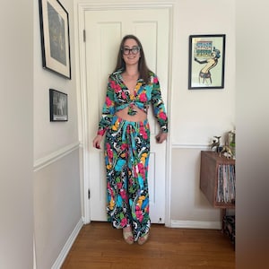 70s Vintage Bali Swim Two Piece Hawaiian Funky Pant Set