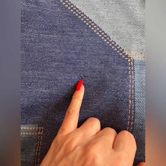 70s Vintage Faux Denim High Waisted Patchwork sho… - image 4