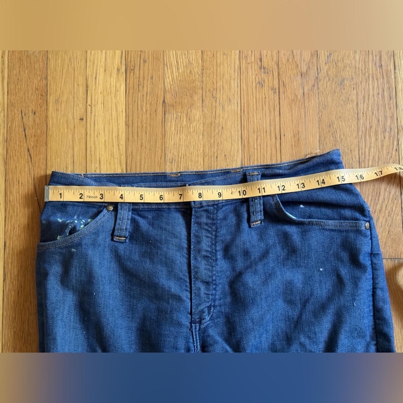 60s Vintage Wrangler Kick Flare Blue Jeans Snap Fly image 6