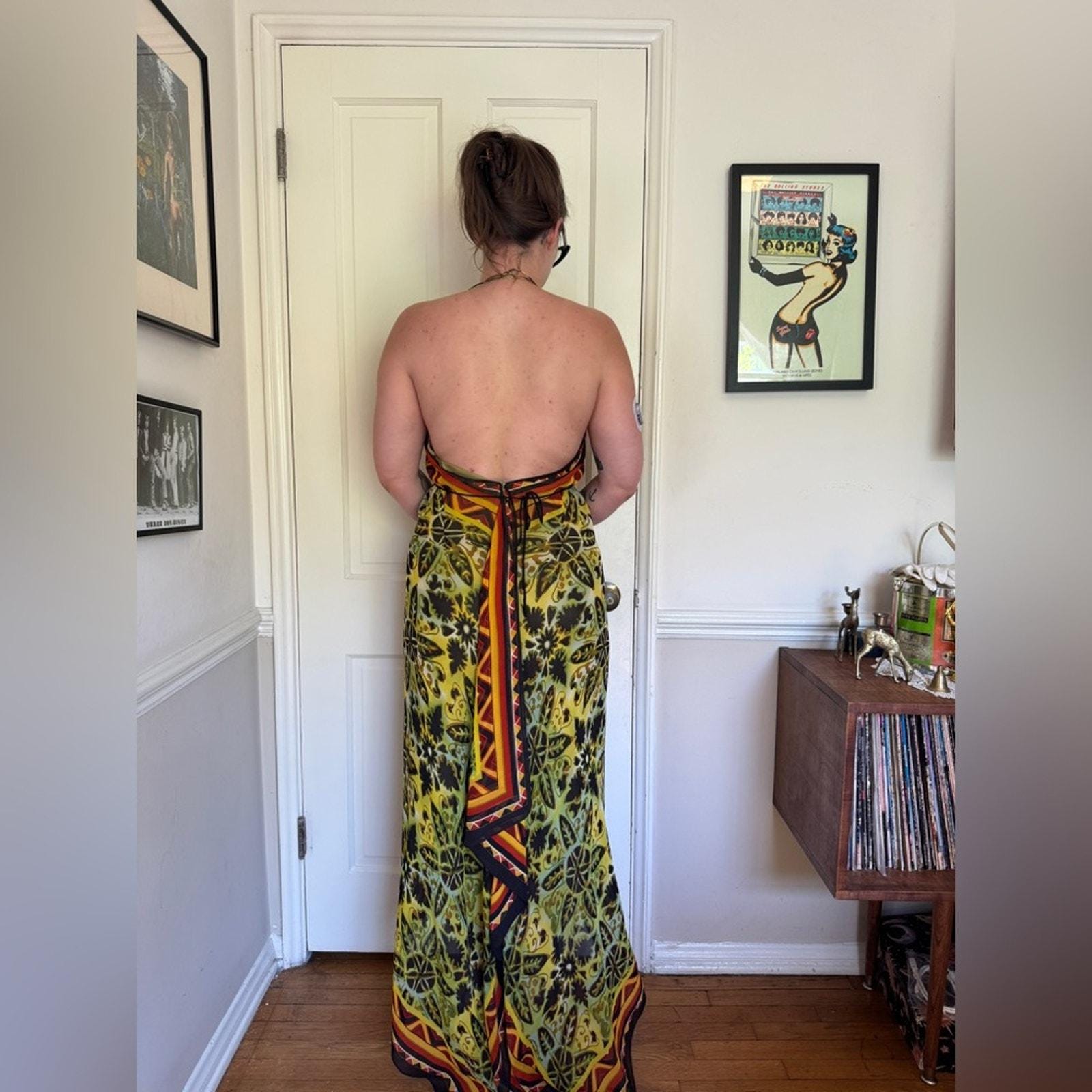 90s Vintage Nicole Miller Studio Silk Scarf Style Dress Sz 8