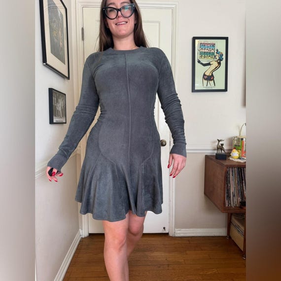 alaia grey dress 90s Vintage Bodycon Sz Sm attribute:trend:60s