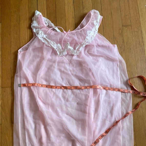 60s Vintage Nylon Peignoir Baby Pink Baby doll an… - image 7