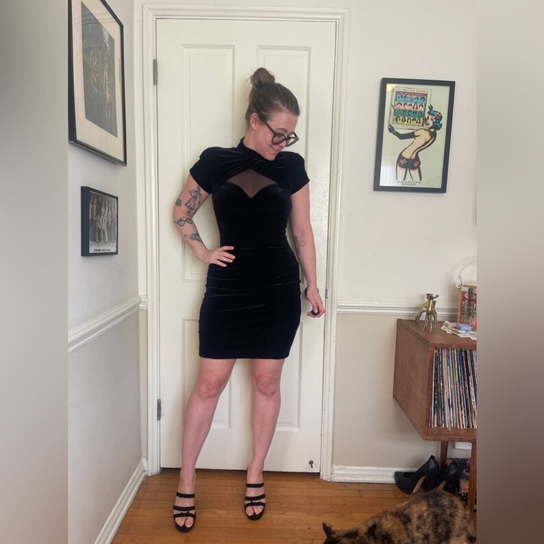 80's/90's Glittery Velvet Little Black Dress main image 1