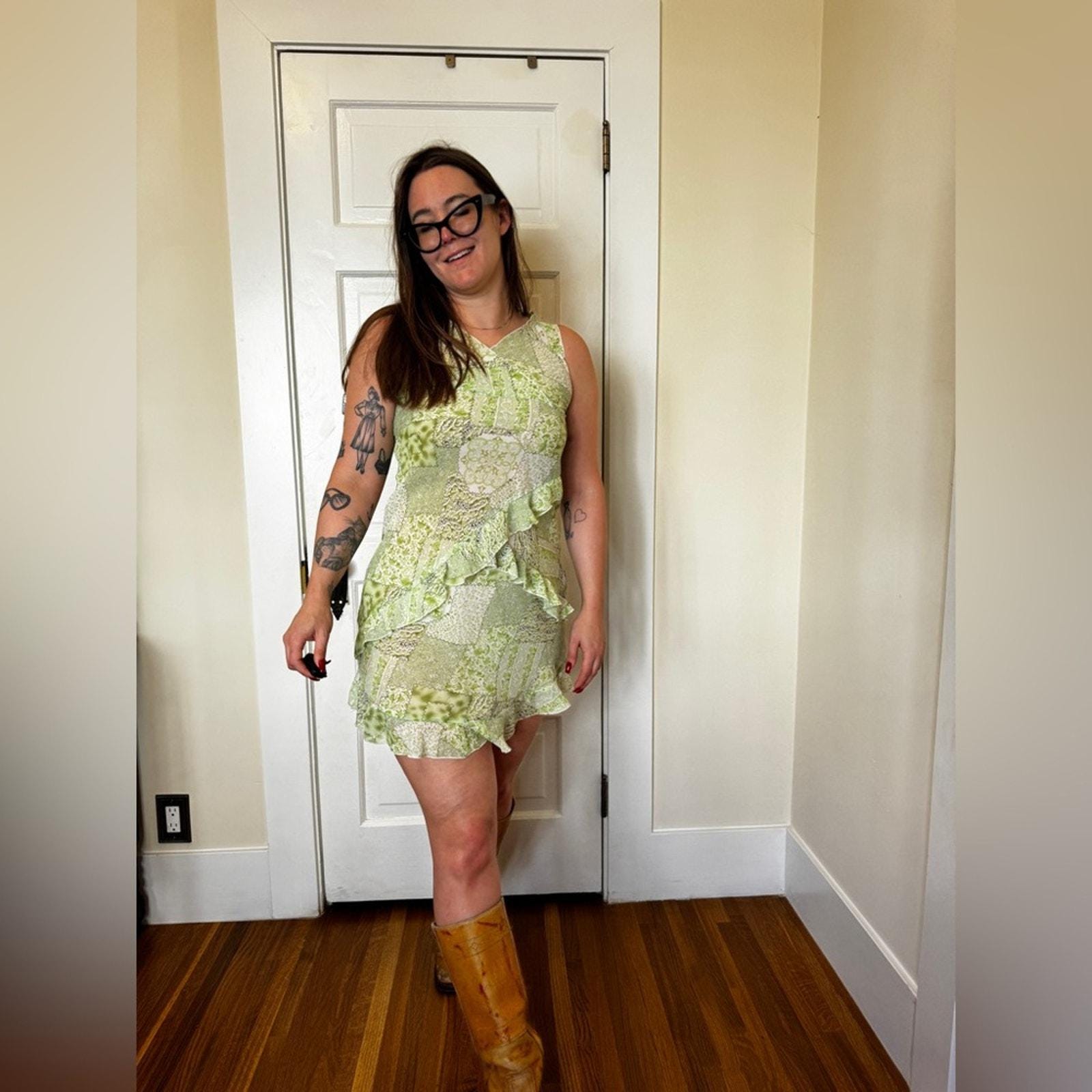 strapless open back dress Pastel Yellow Floral Print Satin Mini Dress