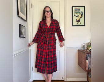 70s Vintage Pendleton Red Wool Robe Sz M