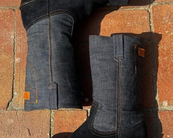 1977 Stewart Boot Co. Navy Blue Cowboy Boots, Men display picture 2