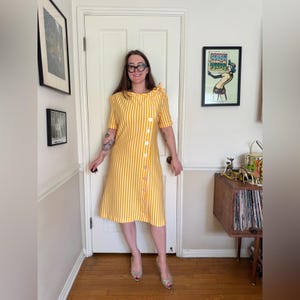 60s Vintage Yellow and White Striped Dress