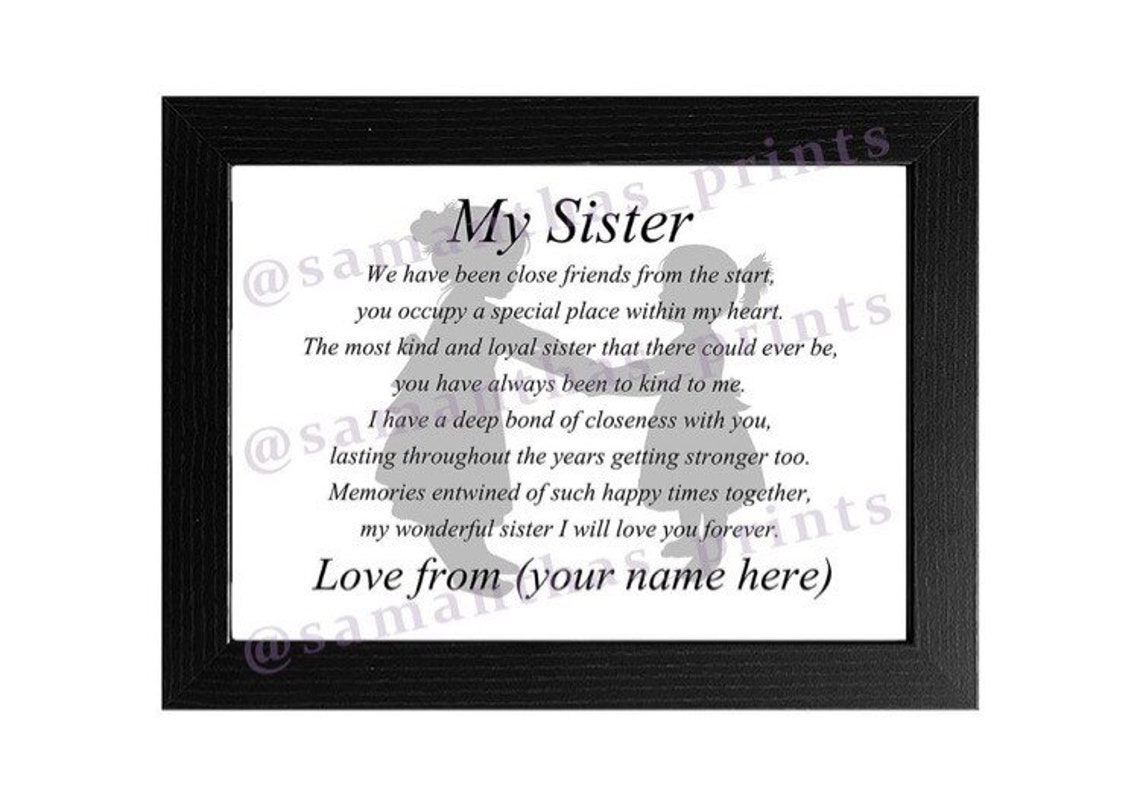 Sister To Sister Personalised Poem A4 Print Wall Print Home Etsy Il 1140xN.2600114632 1zck