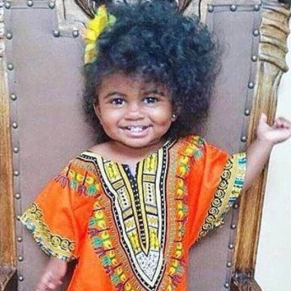 Chemise et short Dashiki unisexe traditionnels d’Afrique de l’Ouest pour enfants (1 à 9 ans) par DOLA