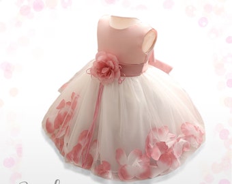 Cloud of Petal Dress,Light Pink,Dress for Girls,Elegant Dress for Girls,Special Occasions Dress, Dress for Baby Girls, Dress Little girls