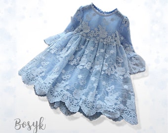 Dance in The Sky Dress,Dusty Blue,Dress for Girls,Elegant Dress for Girls,Special Occasions Dress, Casual Dress, Birthday Dress