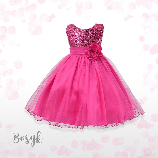 Sparkle Dress,Hot Pink,Dress for Girls,Elegant Dress for Girls,Special Occasions Dress, Princess Dress