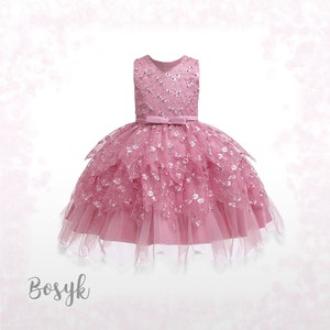 Little Pretty Roses Dress,Candy Pink,Dress for Girls,Elegant Dress for Girls,Special Occasions Dress, Princess Dress