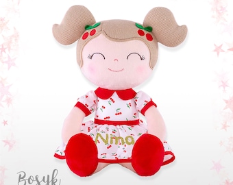 PERSONALIZED RAG DOLLS  - Cherry Girl Rag Doll (Red) - Customized Rag Dolls - Custom Dolls - Rag Dolls for girls