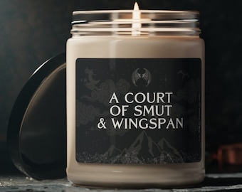 A Court of Smut and Wingspan Soy Candle, Acotar Gift, Acotar Inspired Book, Night Court Candle, Rhysand Feyre, Acomaf Book Candle for her