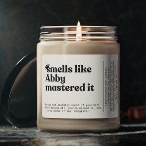 Graduation Gift, Masters Degree Gift, personalized graduation gift, Custom Graduation Gift, MBA, Funny Graduation Candle, Mastered it