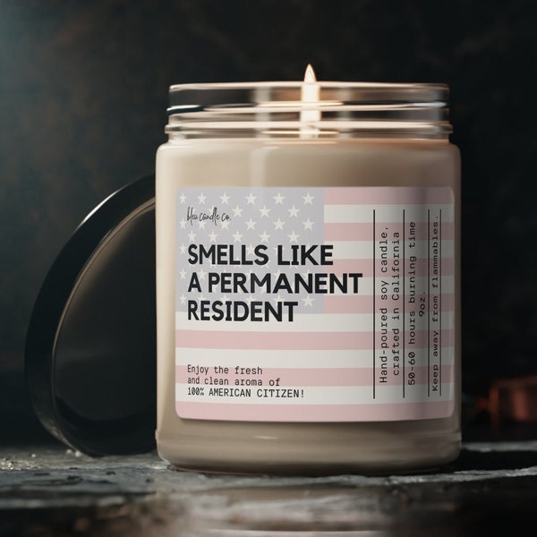 New Citizen Gift, Permanent Resident Gift, US Green Card Gift, US Citizen, Funny Green Card Gift, New US Resident, Citizenship Gift Candle