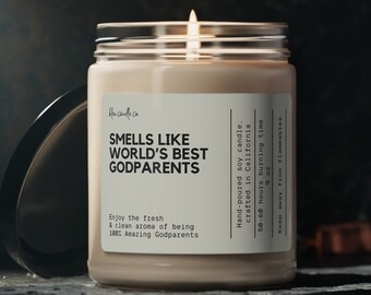 Godparent Gift, Godparent Proposal Gift Candle, Smells Like World&#39;s Best Godparents, God Parents gift, Gift for Godmother Godfather Candle