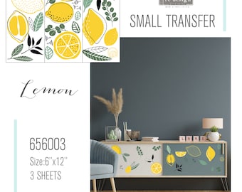 LEMON - 3 sheet 6"x12" Decor Transfer  | ReDesign with Prima! Lemon Transfer | Furniture Transfer | Rub-On Transfer | Lemon Decor