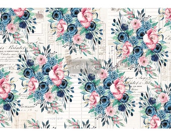 PAULETTE - 1 sheet 19"x30" Decoupage Tissue Paper  | ReDesign with Prima! | Floral Decoupage Paper | DÉCOUPAGE DÉCOR