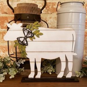 Farmhouse Rustic Cow Shelf Sitter or Tiered Tray Decor image 5