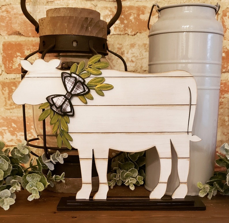 Farmhouse Rustic Cow Shelf Sitter or Tiered Tray Decor image 5