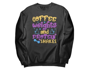 Color Pop Coffee Weights and Protein Shakes Gildan Crewneck Sweatshirt