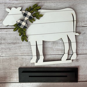 Farmhouse Rustic Cow Shelf Sitter or Tiered Tray Decor image 3