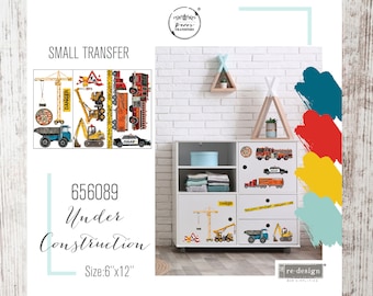 UNDER CONSTRUCTION - 3 sheet 6"x12" Decor Transfer  | ReDesign with Prima! Kids Transfer | Furniture Transfer | Rub-On Transfer