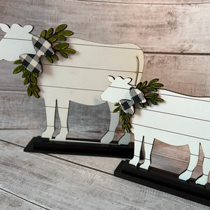 Farmhouse Rustic Cow Shelf Sitter or Tiered Tray Decor image 1