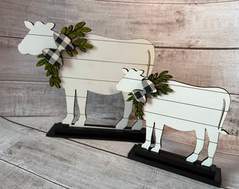 Farmhouse Rustic Cow Shelf Sitter or Tiered Tray Decor