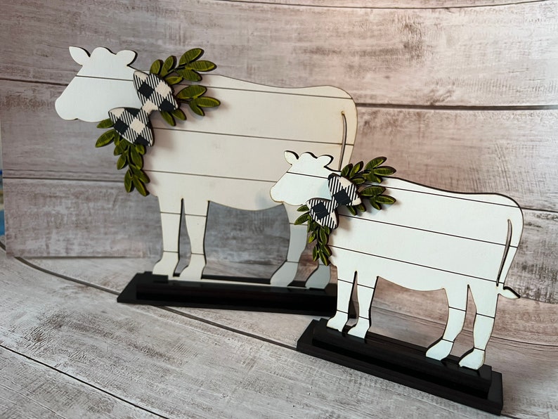 Farmhouse Rustic Cow Shelf Sitter or Tiered Tray Decor image 1