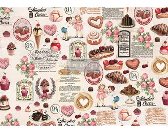 Super Decadent - 1 sheet 19"x30" Decoupage Tissue Paper  | ReDesign with Prima! | Baked Goods Decoupage Paper | DÉCOUPAGE DÉCOR