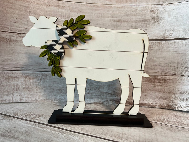 Farmhouse Rustic Cow Shelf Sitter or Tiered Tray Decor image 2